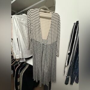 Massimo Dutti Cream and Gray Wrap Dress